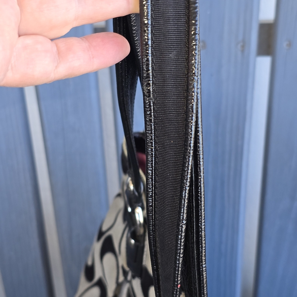 Coach Poppy Black and Silver Signature Patterned Tote 17.5" wide x 13" high x 7" - Picture 7 of 11